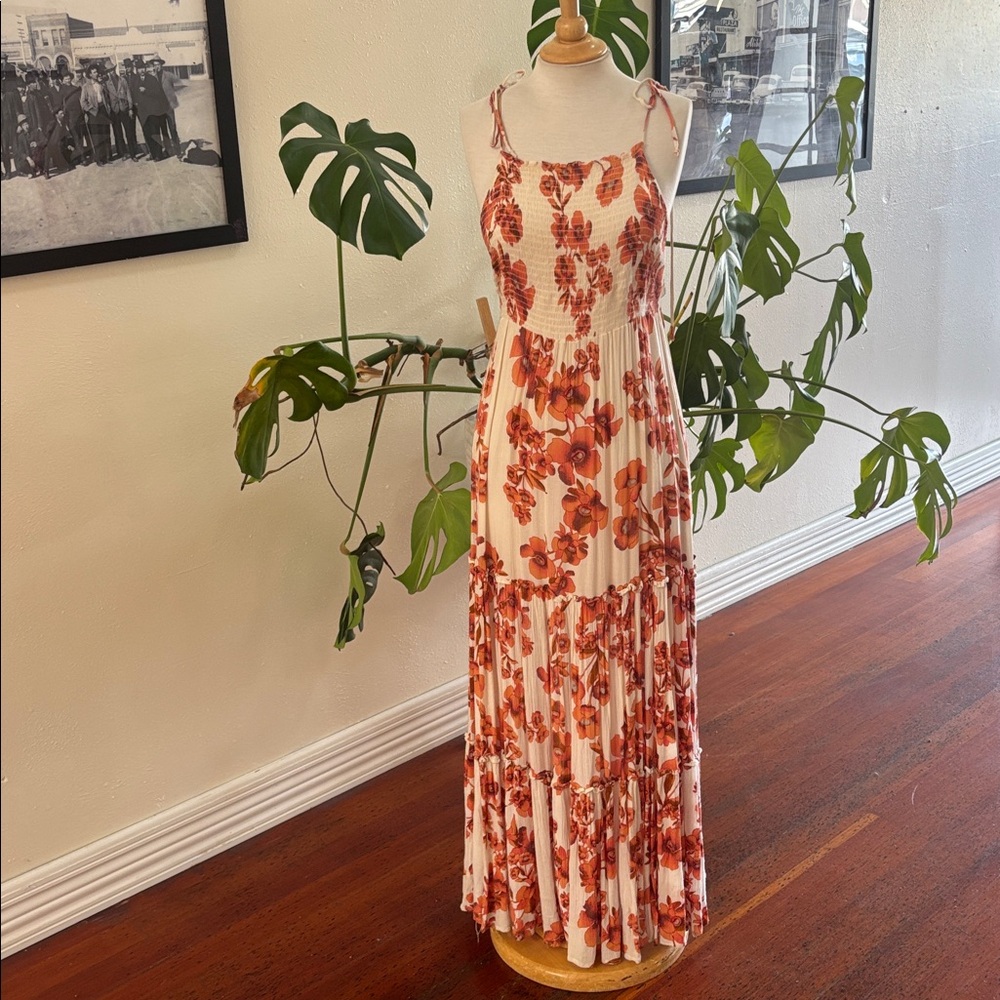Free People Small Floral Smocked Maxi Dress